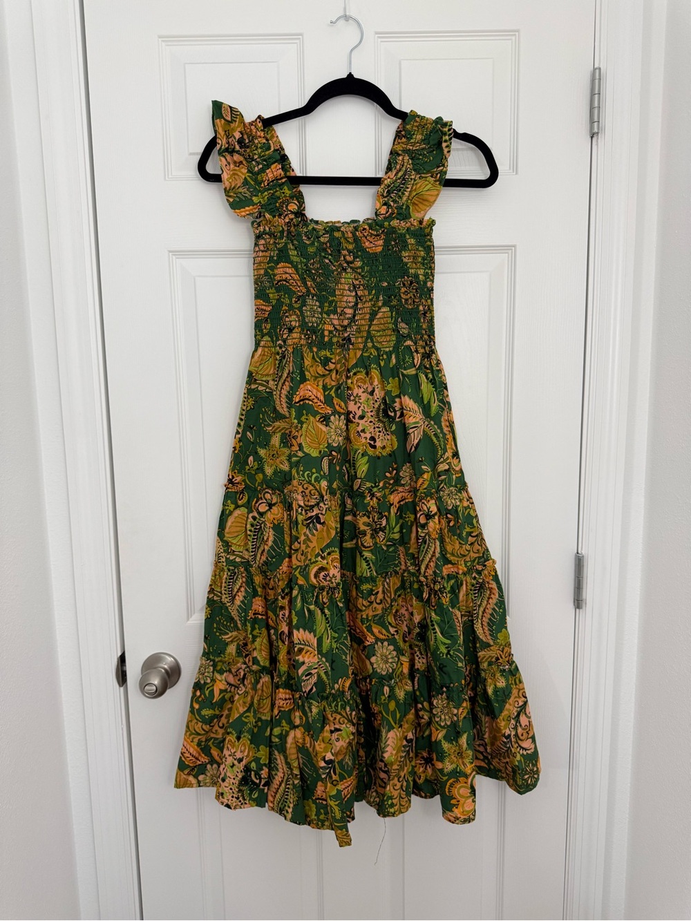 Kourt Calypso Tropical Smocked Tiered Dress Women’s Extra Small